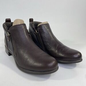 Munro Neko Womens Size 6.5 M Brown Leather Dual Zip Ankle Boot Bootie